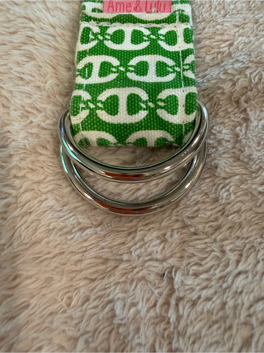 Ame and Lulu Green Patterned Women's Fabric D-Ring Belt - Picture 3 of 3